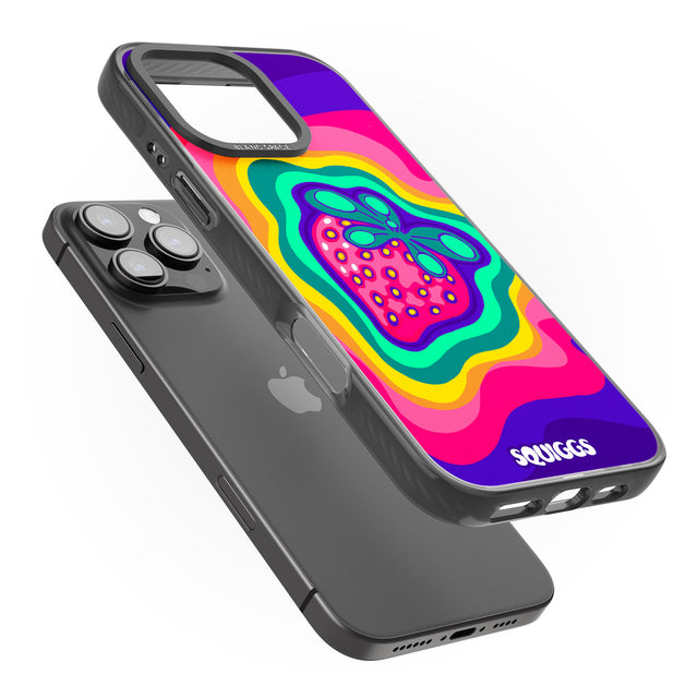 iPhone 16 Pro Max Strawberry Rainbow Black Impact Phone Case