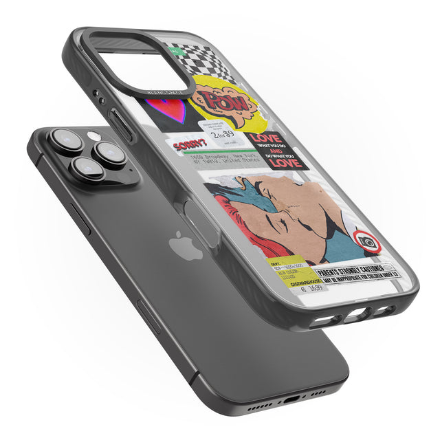 iPhone 16 Pro Max Retro Sticker Mix Black Impact Phone Case