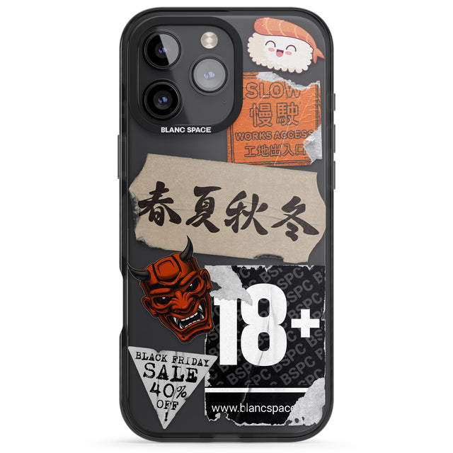 iPhone 16 Pro Max Asian Sticker Mix Black Impact Phone Case