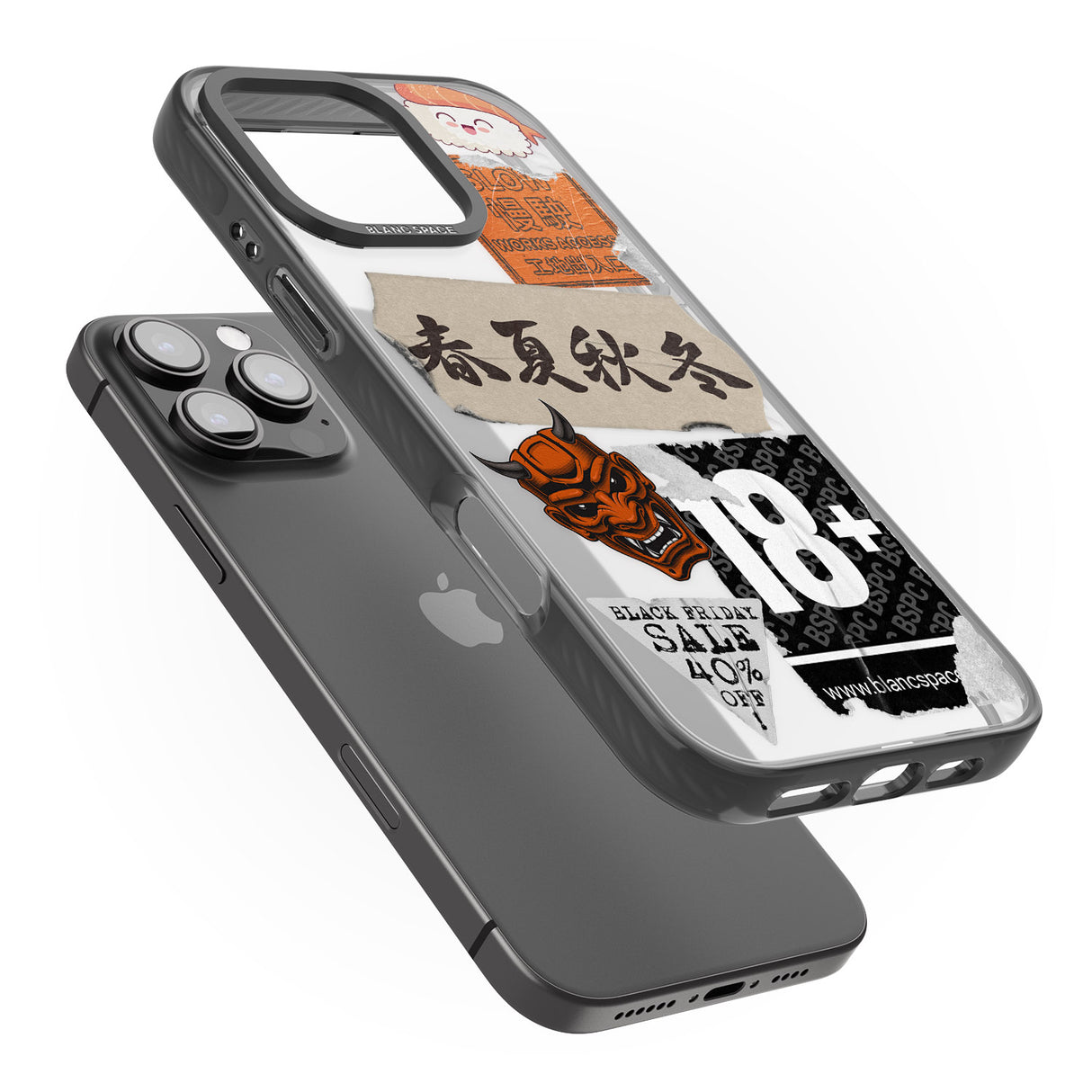 iPhone 16 Pro Max Asian Sticker Mix Black Impact Phone Case