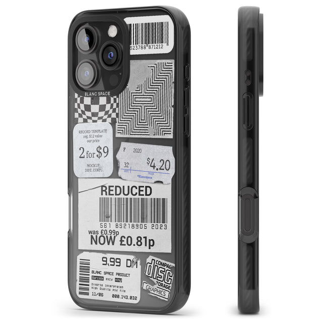 iPhone 16 Pro Max White Sticker Mix Black Impact Phone Case