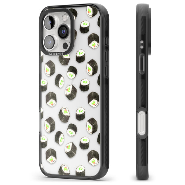 iPhone 16 Pro Max Maki Rolls Sushi Pattern Black Impact Phone Case