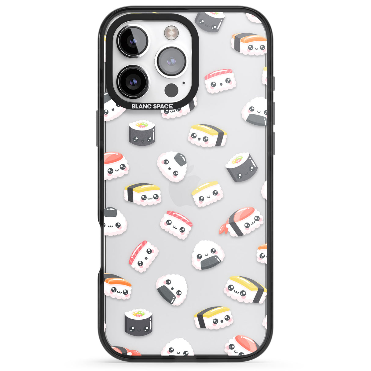 iPhone 16 Pro Max Kawaii Sushi & Rice Black Impact Phone Case