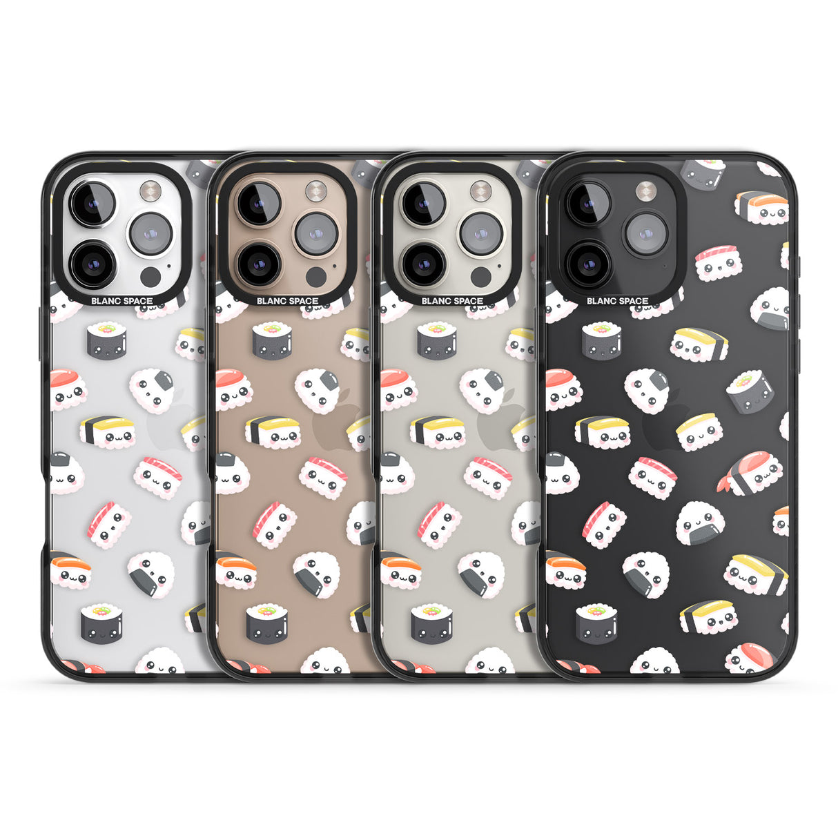 iPhone 16 Pro Max Kawaii Sushi & Rice Black Impact Phone Case