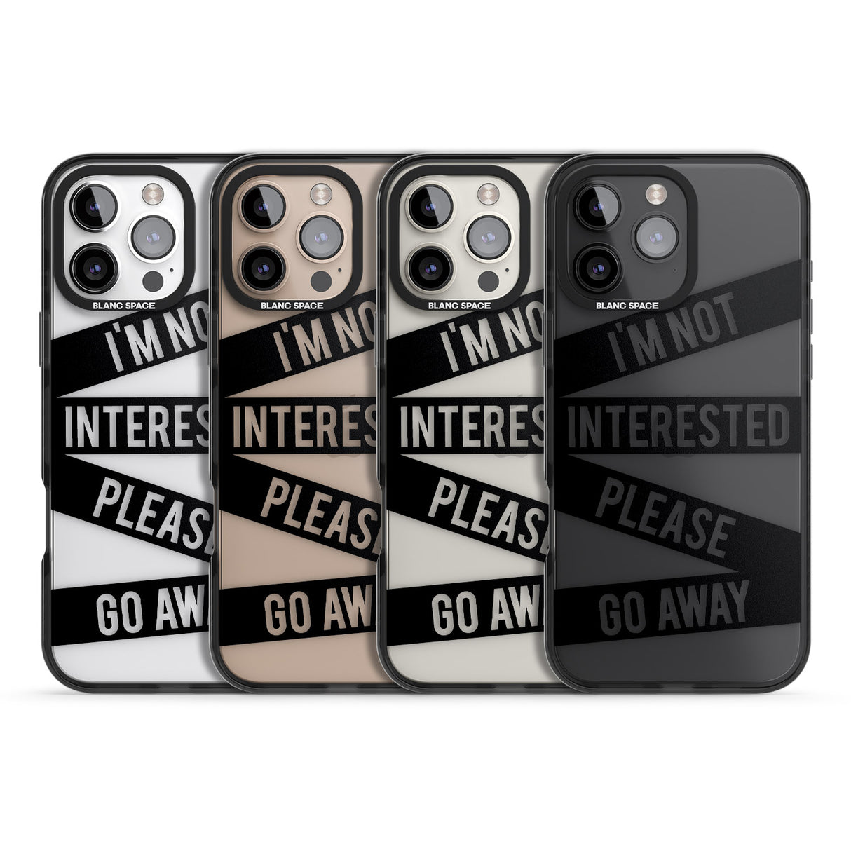 iPhone 16 Pro Max Black Stripes I'm Not Interested Black Impact Phone Case