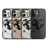 iPhone 16 Pro Max Globe Heart Black Impact Phone Case