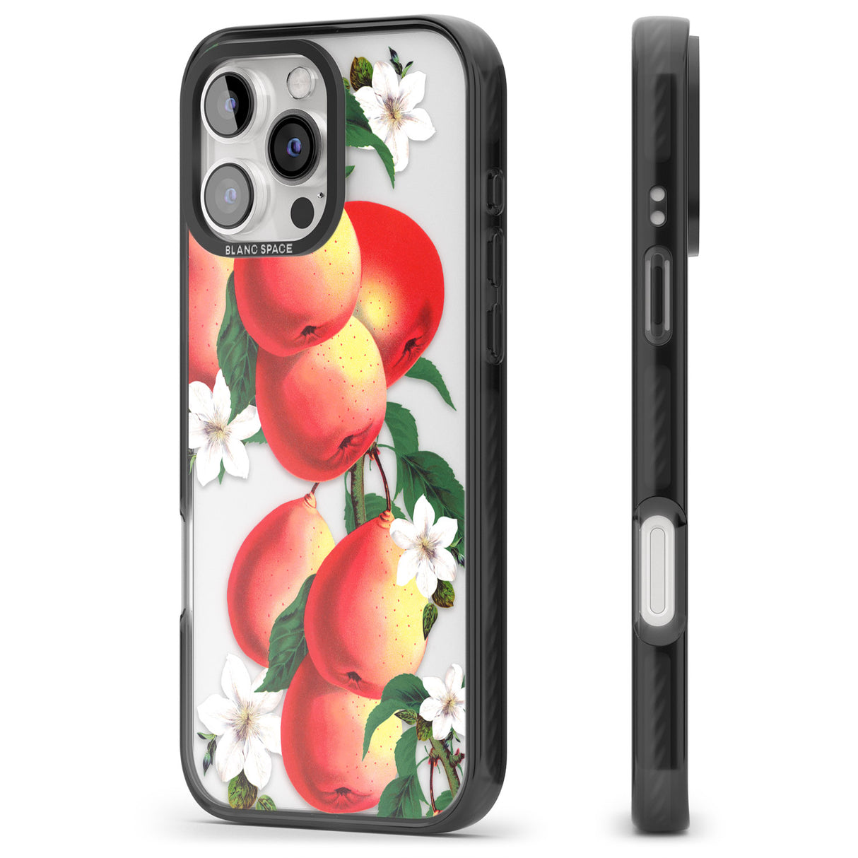 iPhone 16 Pro Max Vintage Painted Peaches Black Impact Phone Case + Magsafe