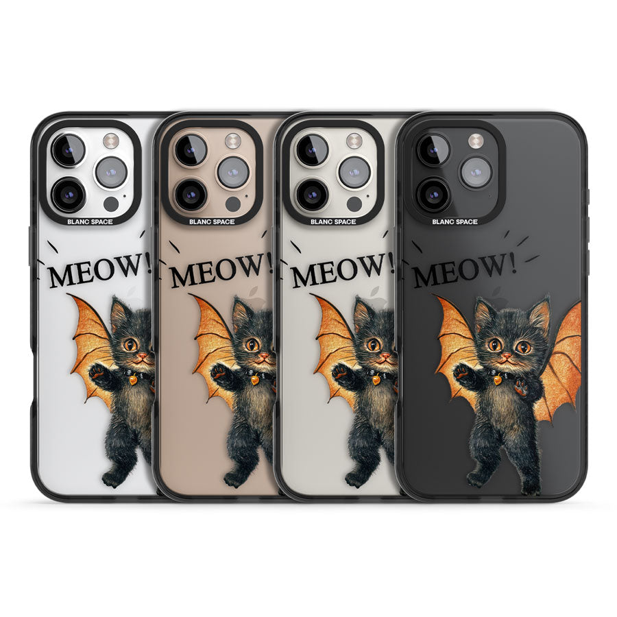 MEOW! Black Impact Phone Case for iPhone 16 Pro, iPhone 16 Pro Max