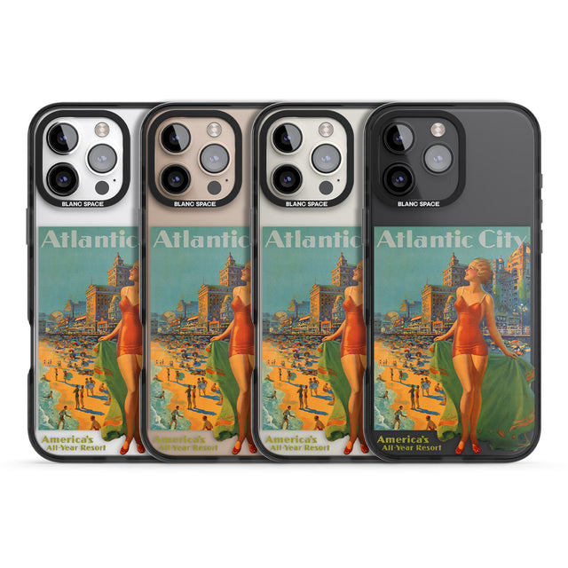 iPhone 16 Pro Max Atlantic City Vacation Poster Black Impact Phone Case