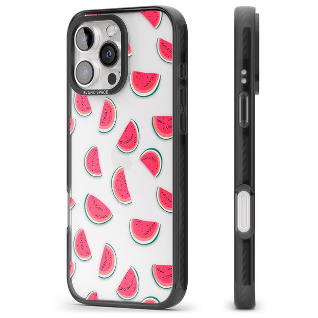 iPhone 16 Pro Max Watermelon Slices - Clear Black Impact Phone Case