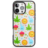 iPhone 16 Pro Max Kawaii Weed Pattern Black Impact Phone Case