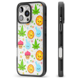 iPhone 16 Pro Max Kawaii Weed Pattern Black Impact Phone Case