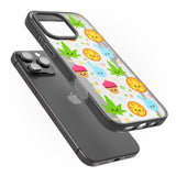 iPhone 16 Pro Max Kawaii Weed Pattern Black Impact Phone Case