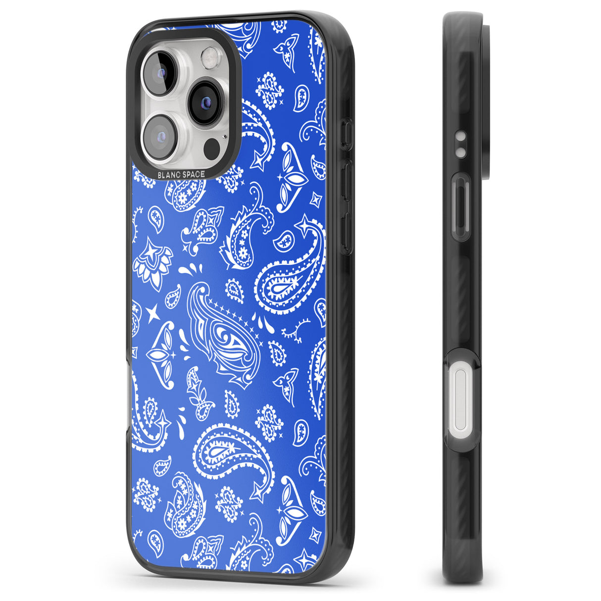 iPhone 16 Pro Max Blue Bandana Black Impact Phone Case