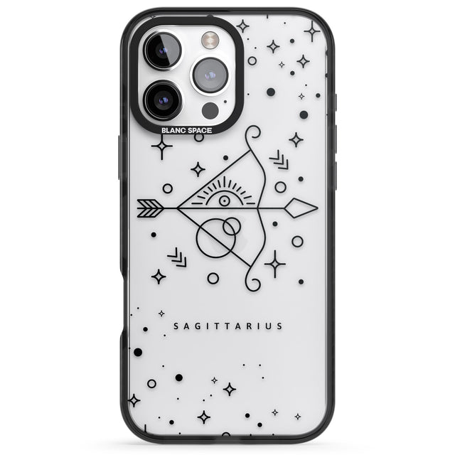 iPhone 16 Pro Max Sagittarius Emblem - Transparent Design Black Impact Phone Case