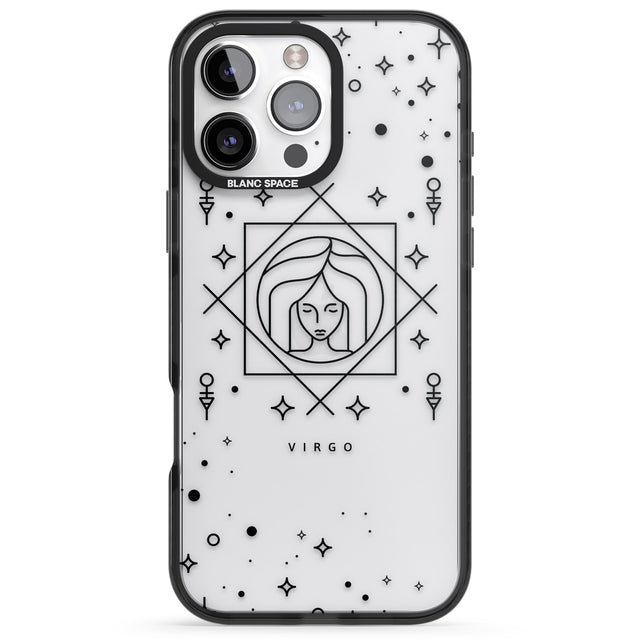 iPhone 16 Pro Max Virgo Emblem - Transparent Design Black Impact Phone Case