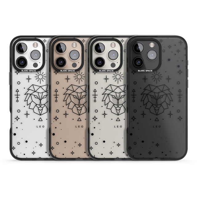 iPhone 16 Pro Max Leo Emblem - Transparent Design Black Impact Phone Case