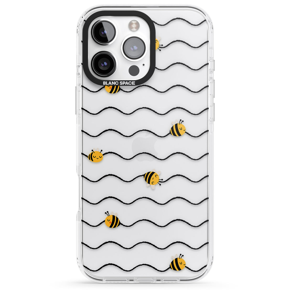 iPhone 16 Pro Max Sweet as Honey Patterns: Bees & Stripes (Clear) Black Impact Phone Case