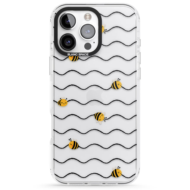 iPhone 16 Pro Max Sweet as Honey Patterns: Bees & Stripes (Clear) Black Impact Phone Case