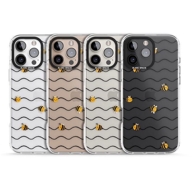 iPhone 16 Pro Max Sweet as Honey Patterns: Bees & Stripes (Clear) Black Impact Phone Case