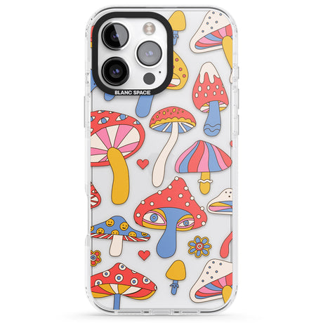 iPhone 16 Vibrant Shrooms Clear Impact Phone Case