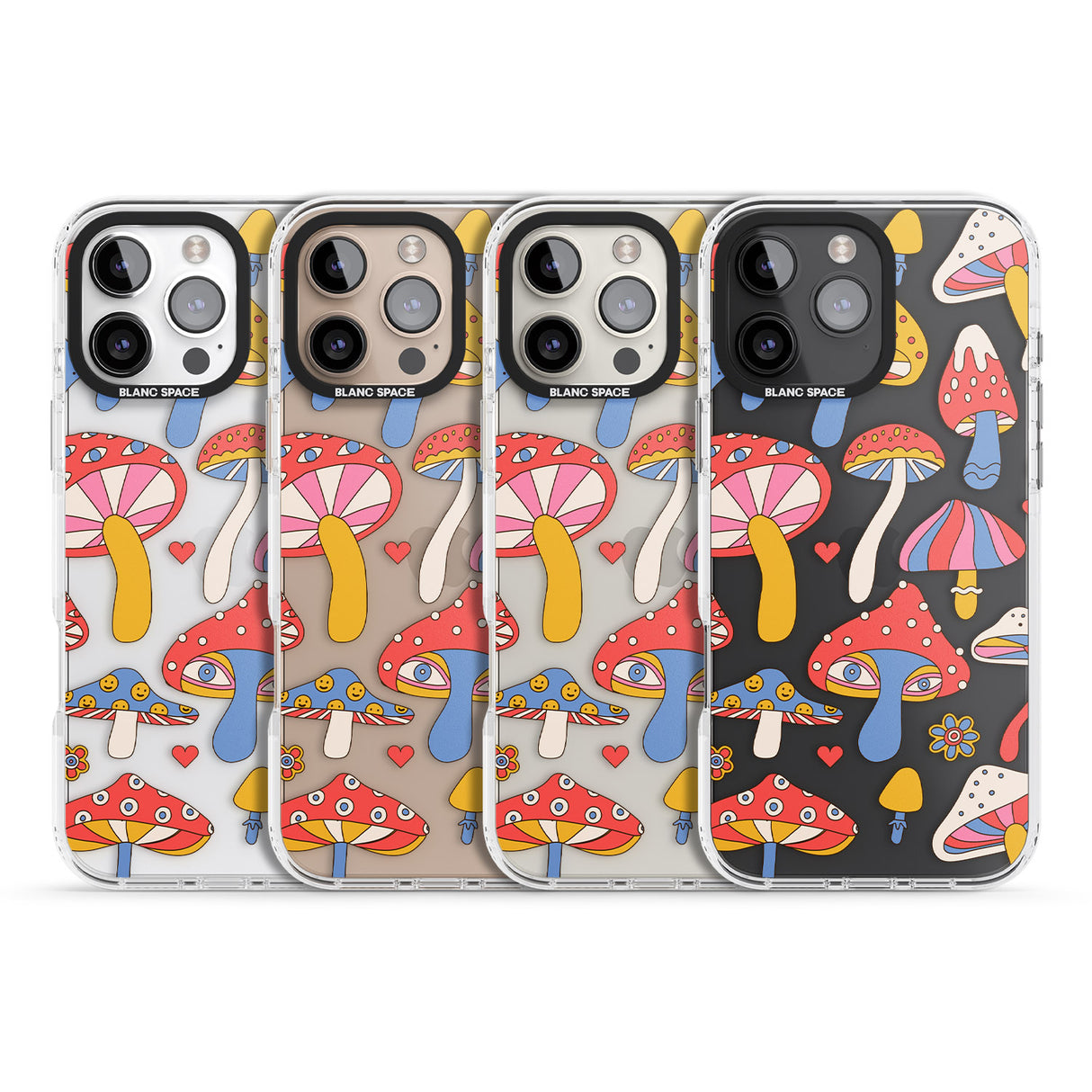 iPhone 16 Vibrant Shrooms Clear Impact Phone Case