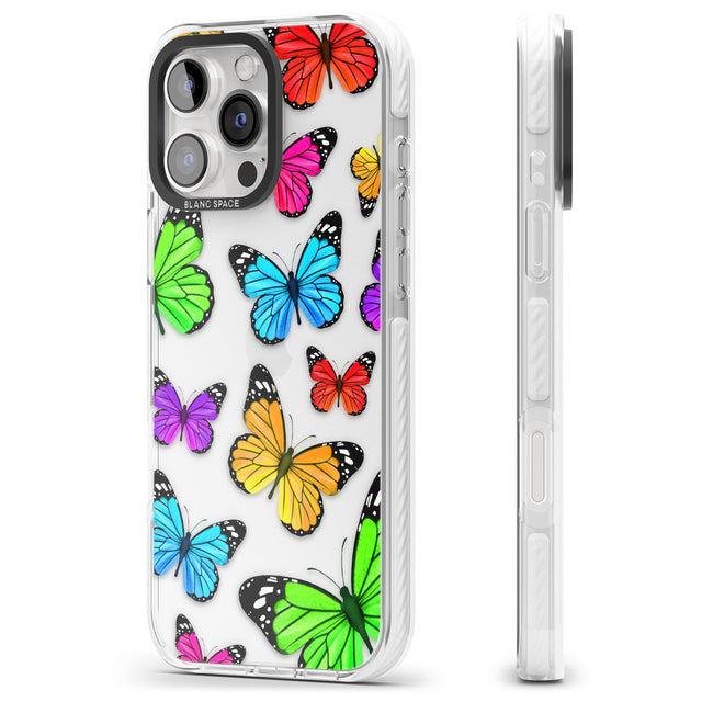 iPhone 16 Pro Max Vibrant Butterflies Black Impact Phone Case