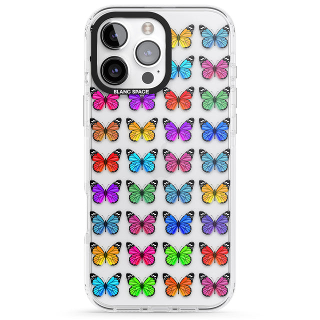 iPhone 16 Pro Max Colourful Butterfly Pattern Black Impact Phone Case