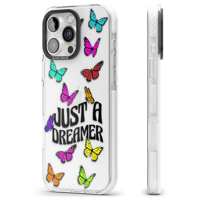 iPhone 16 Pro Max Just a Dreamer Butterfly Black Impact Phone Case