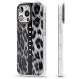 iPhone 16 Pro Max Personalised Snow Leopard Print Black Impact Phone Case