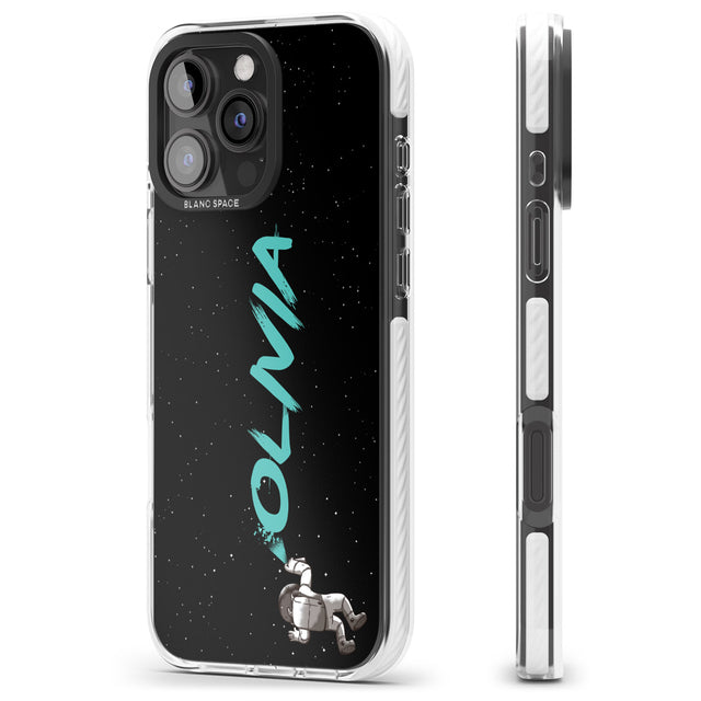 iPhone 16 Pro Max Personalised Graffiti Astronaut Black Impact Phone Case