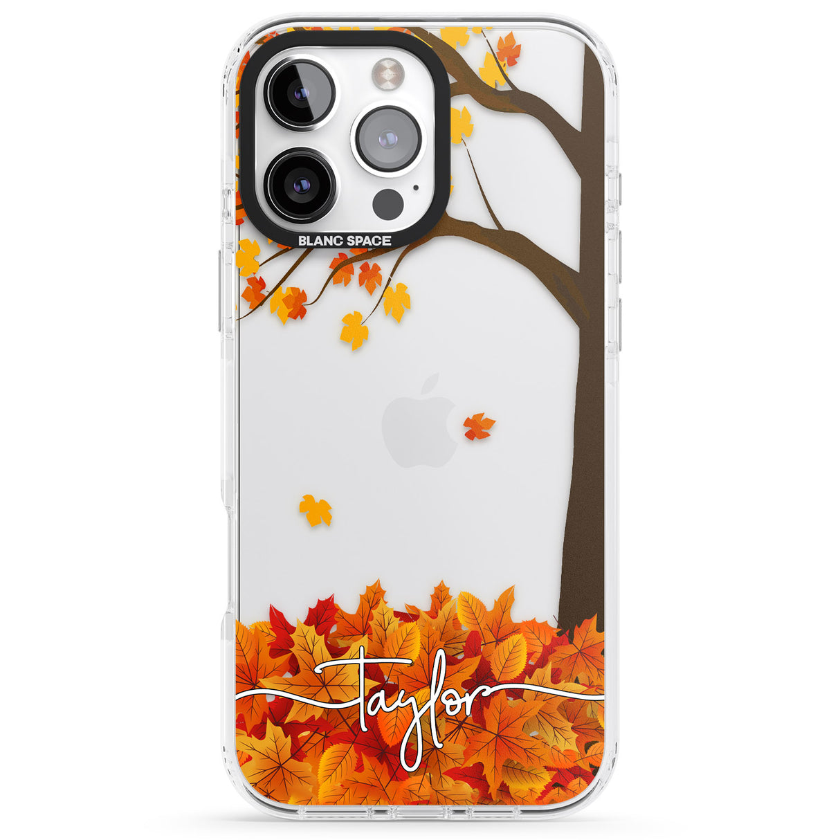 iPhone 16 Pro Max Personalised Autumn Leaves Black Impact Phone Case