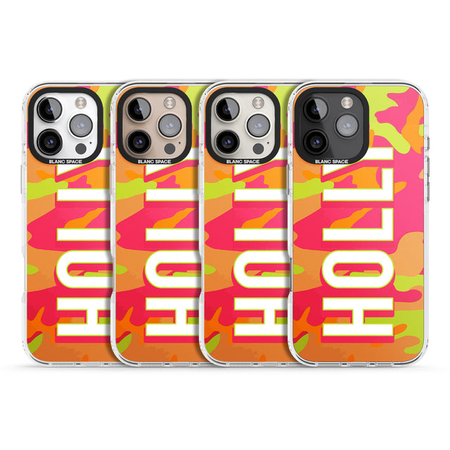 iPhone 16 Pro Max Personalised Colourful Neon Camo Black Impact Phone Case