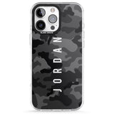 iPhone 16 Pro Max Personalised Small Vertical Name Black Camouflage Black Impact Phone Case