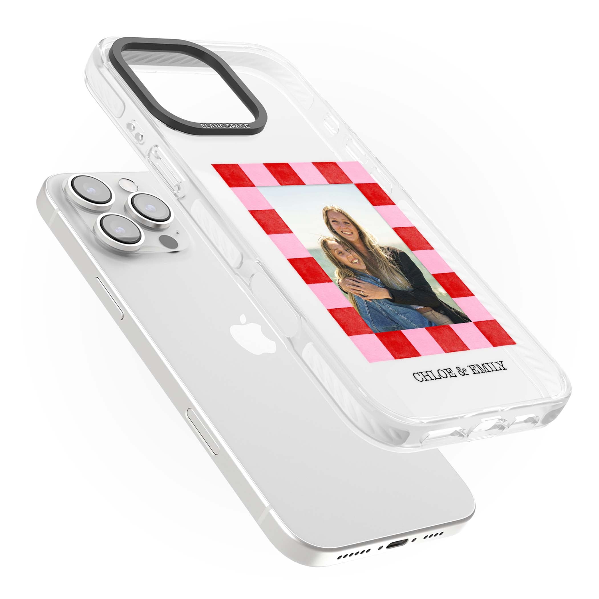 Bubblegum Check Photo for her iPhone case | Clear Impact case for iPhone 16 Pro, iPhone 16 Pro Max