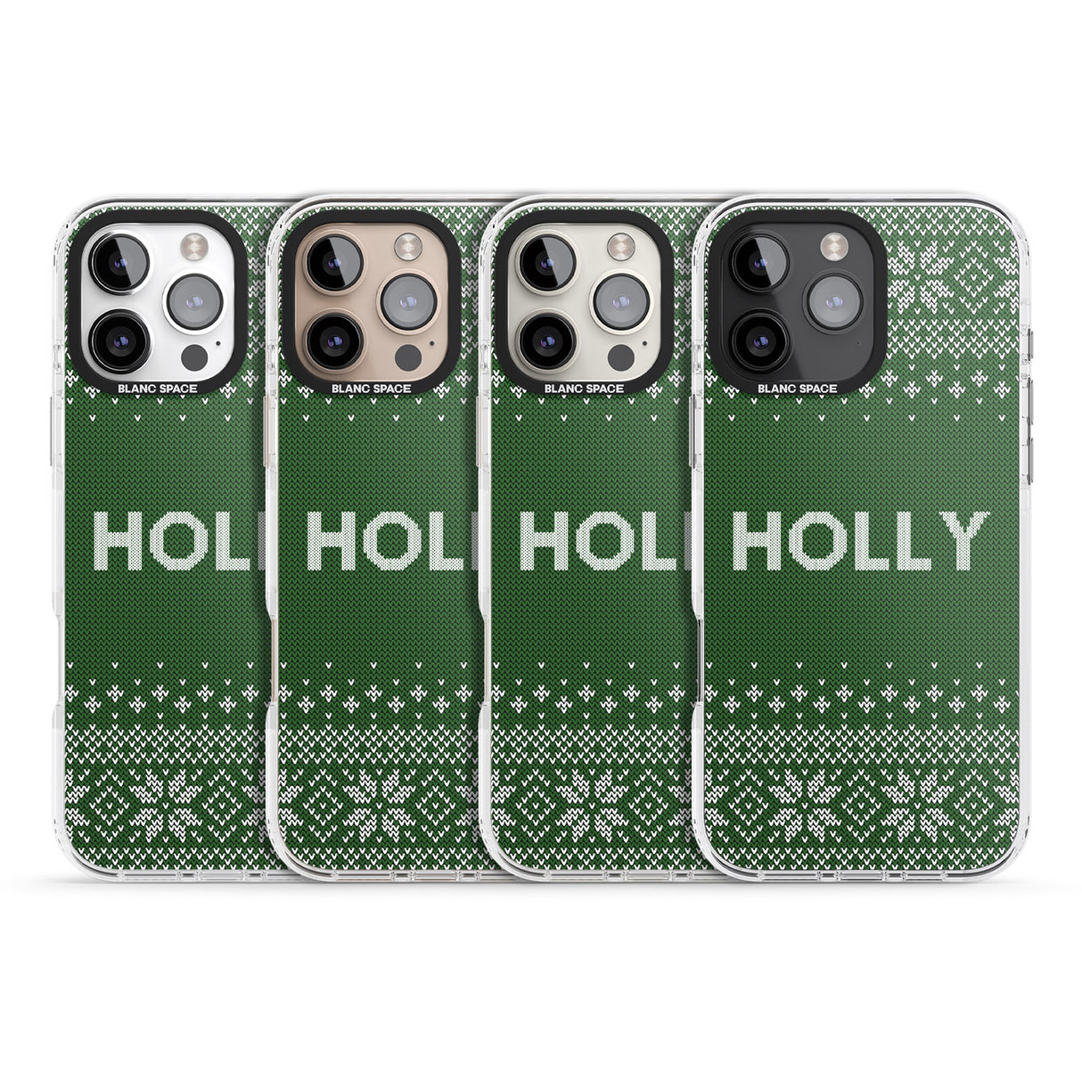 iPhone 16 Pro Max Personalised Green Christmas Knitted Jumper Black Impact Phone Case