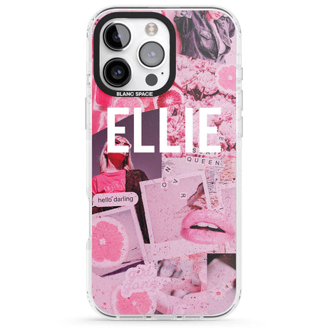 iPhone 16 Pro Max Personalised Sweet Pink Fashion Collage Black Impact Phone Case