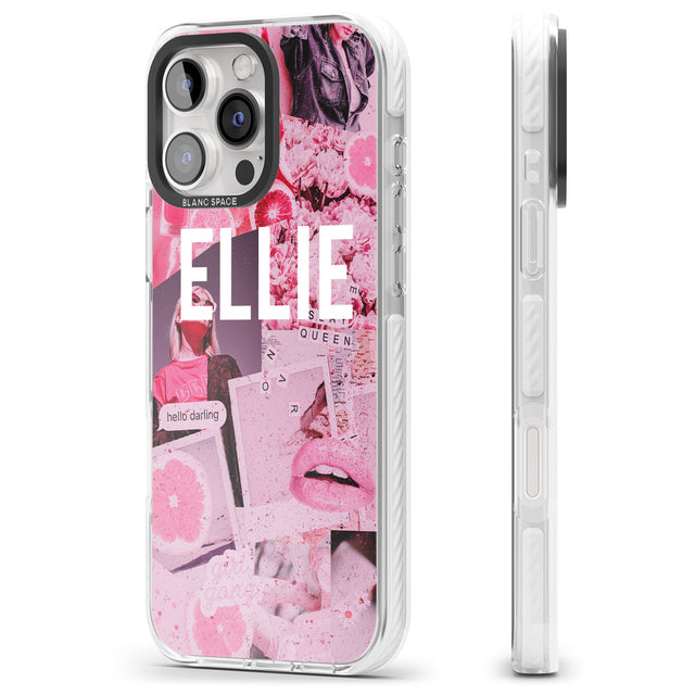 iPhone 16 Pro Max Personalised Sweet Pink Fashion Collage Black Impact Phone Case