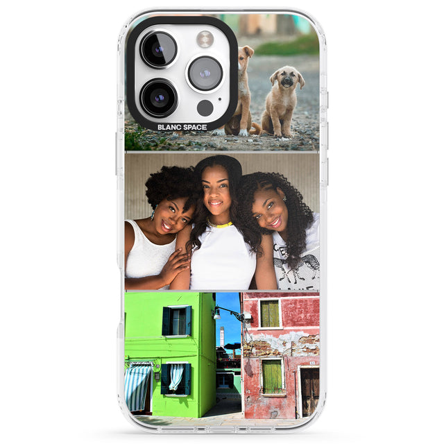 iPhone 16 Pro Max Personalised 3 Photo Grid Black Impact Phone Case