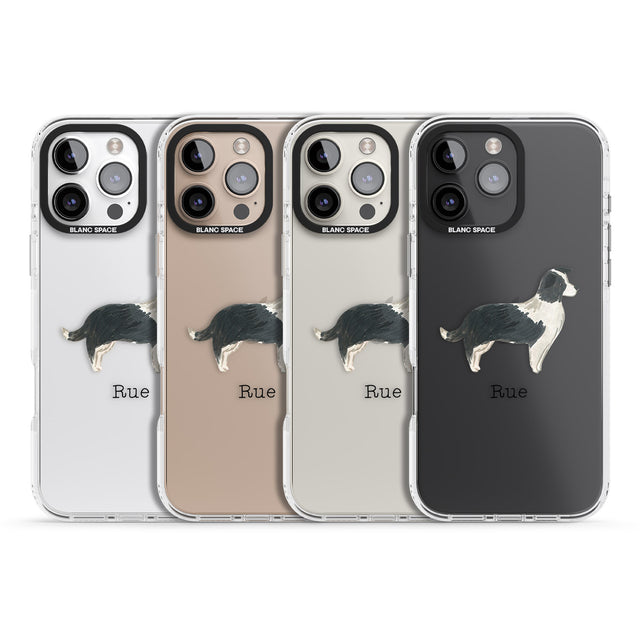 iPhone 16 Pro Max Personalised Border Collie Black Impact Phone Case