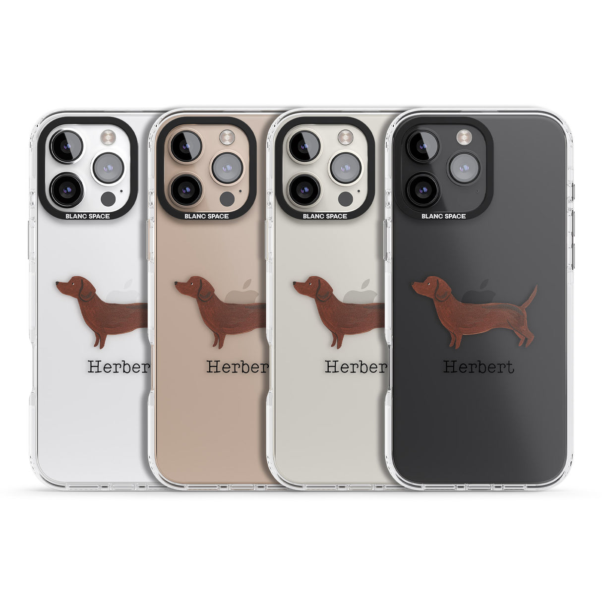 iPhone 16 Pro Max Personalised Hand Painted Sausage Dog Black Impact Phone Case