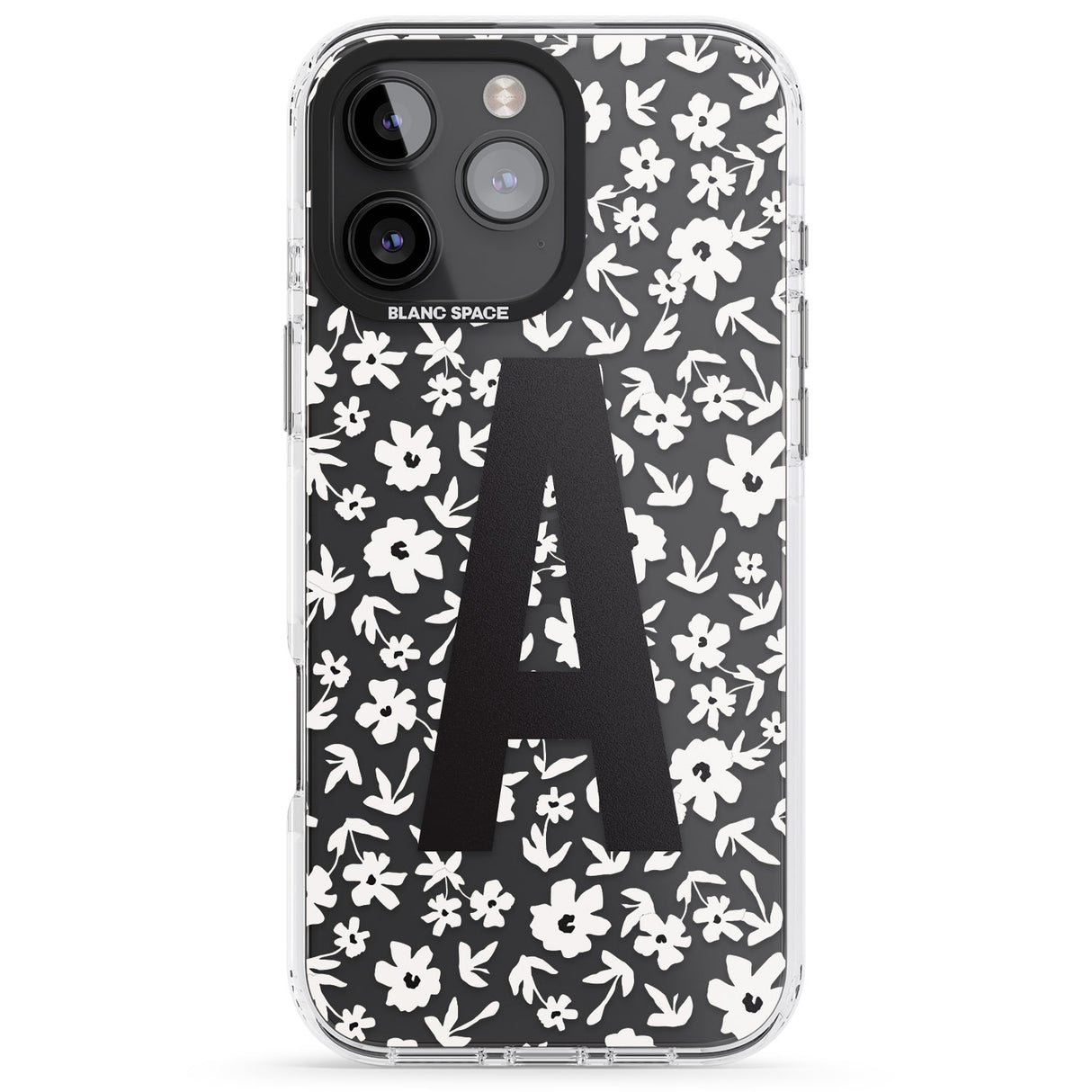 iPhone 16 Pro Max Personalised Floral Pattern Personalised Black Impact Phone Case