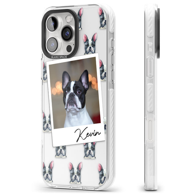 iPhone 16 Pro Max Personalised French Bulldog, Black & White - Dog Photo Black Impact Phone Case