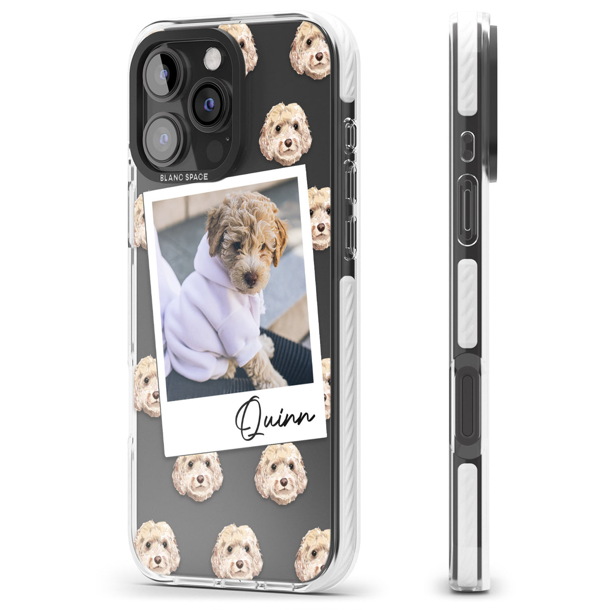 iPhone 16 Pro Max Personalised Cockapoo, Cream - Dog Photo Black Impact Phone Case