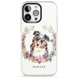 iPhone 16 Pro Max Personalised Australian Shepherd Watercolour Dog Portrait Black Impact Phone Case