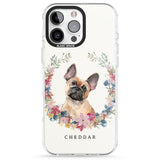 iPhone 16 Pro Max Personalised Tan French Bulldog Watercolour Dog Portrait Black Impact Phone Case