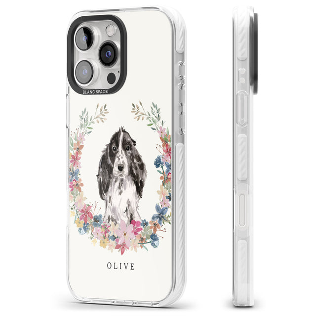 iPhone 16 Pro Max Personalised Black Cocker Spaniel - Watercolour Dog Portrait Black Impact Phone Case