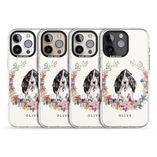 iPhone 16 Pro Max Personalised Black Cocker Spaniel - Watercolour Dog Portrait Black Impact Phone Case