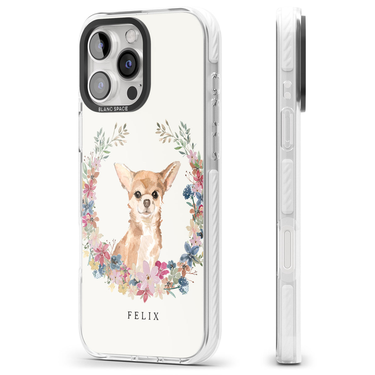 iPhone 16 Pro Max Personalised Chihuahua - Watercolour Dog Portrait Black Impact Phone Case