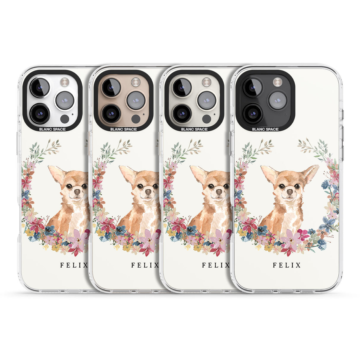 iPhone 16 Pro Max Personalised Chihuahua - Watercolour Dog Portrait Black Impact Phone Case